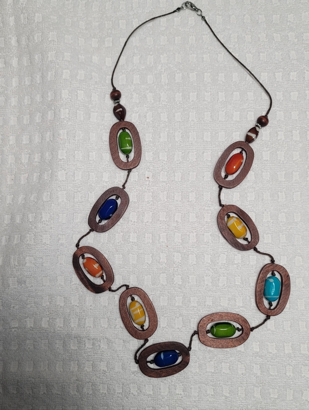 Source Unknown Multicolor Bead and Wood Link Necklace